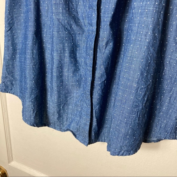 Anthropologie holding horses chambray cold shoulder tie sleeve top 6 - Picture 4 of 8